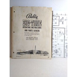 Bally Big Time Pinball Bingo Machine Vintage Service Manual And Schematic 1956